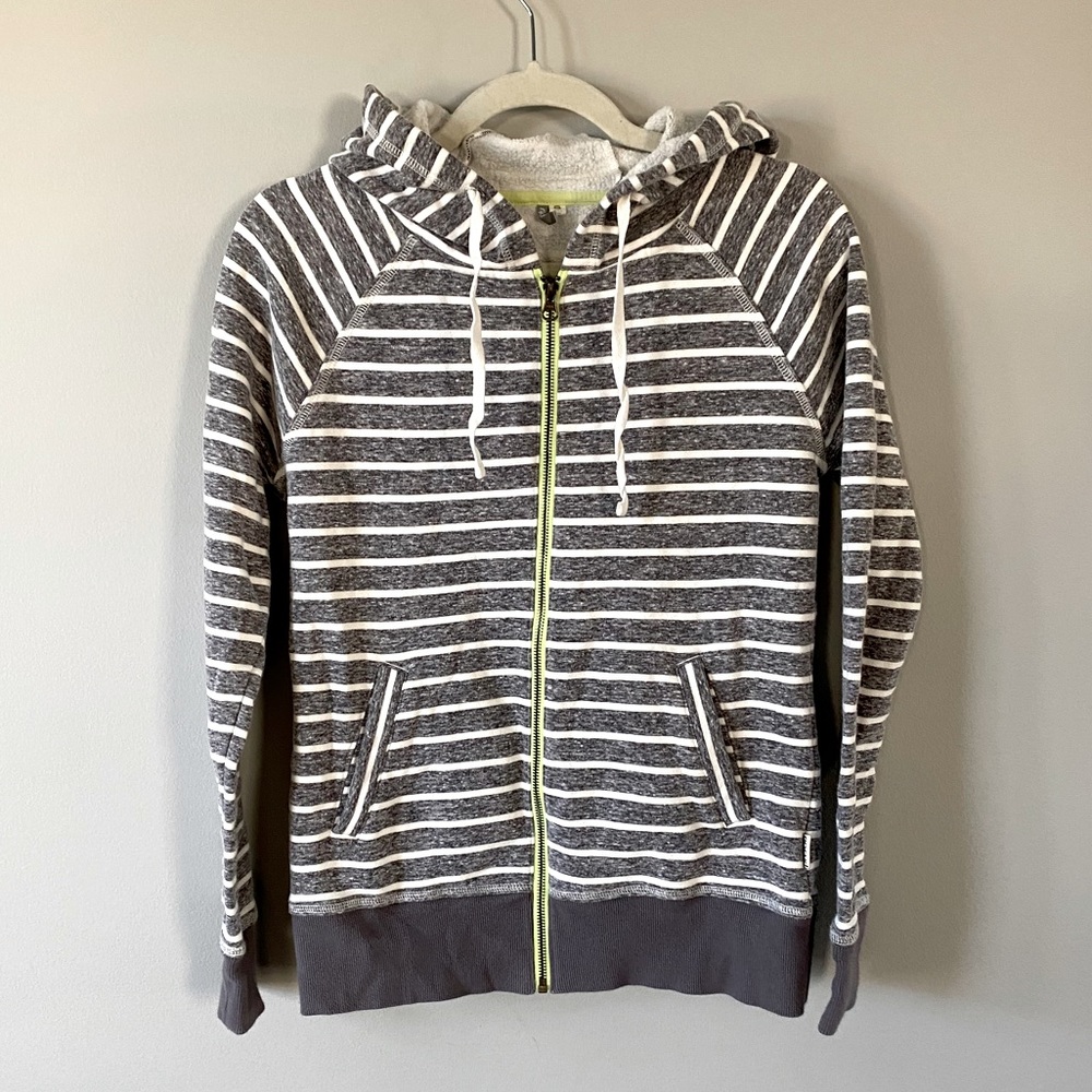 Rip Curl zip up striped heather hooded sweatshirt